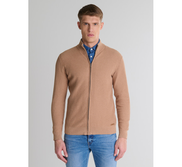 Svetr na zip Big Star 161042 Light Brown 802