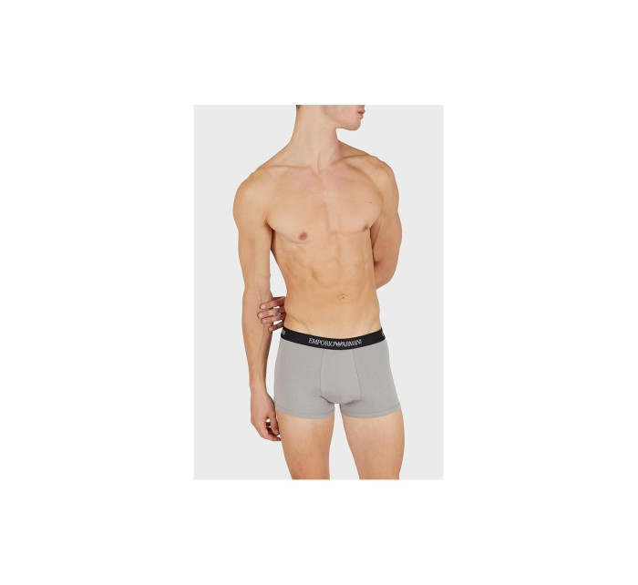 Pánské boxerky 111625 4R722 18111 šedé/bíle/potisk - Emporio Armani