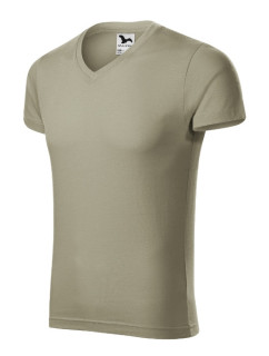 Slim Fit V-neck tričko pánské světlá khaki