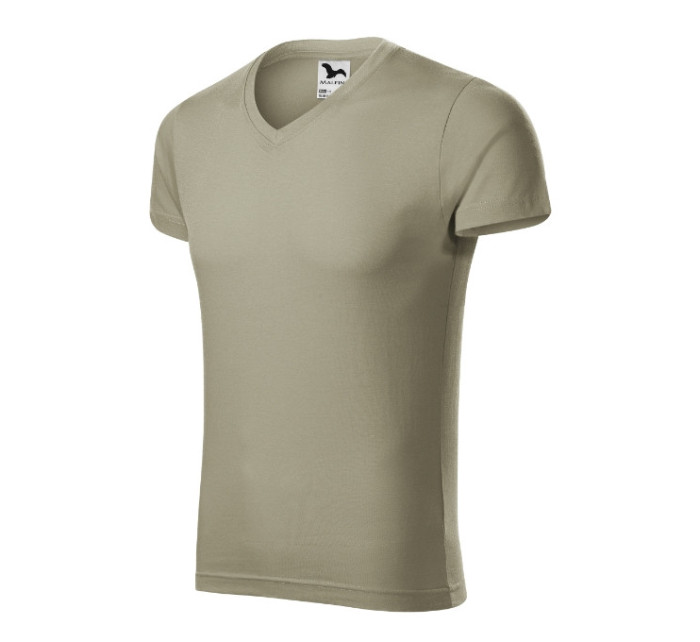 Slim Fit V-neck tričko pánské světlá khaki