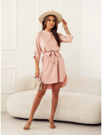 Elegantní šaty ve špinavě růžové barvě s rozepínacím výstřihem (013)