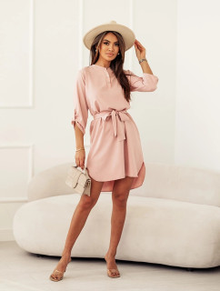 Elegantní šaty ve špinavě růžové barvě s rozepínacím výstřihem (013)