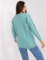 Dámský mint cardigan s kabely