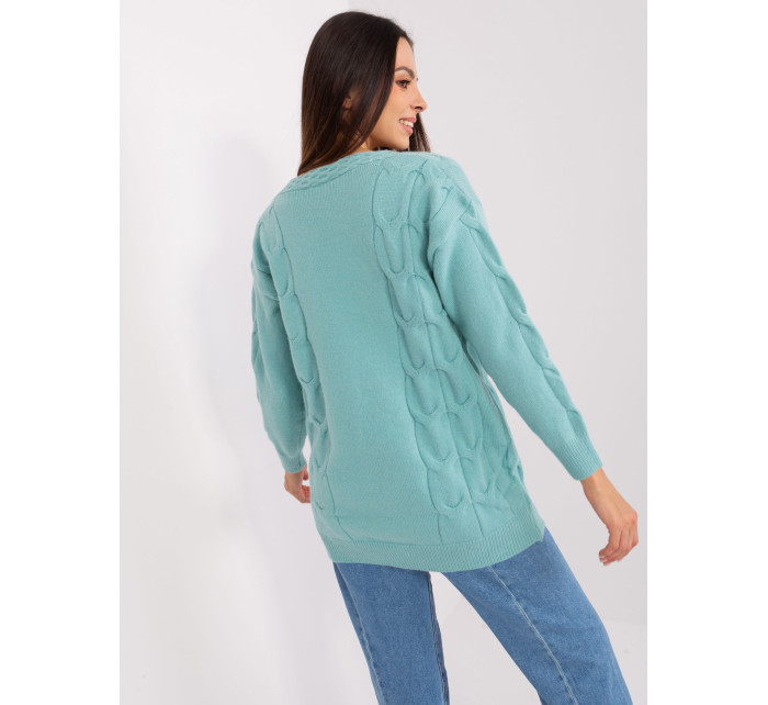 Dámský mint cardigan s kabely