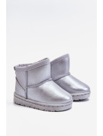 Teplé dětské sněhové boty s kožešinou stříbrné Scooby
