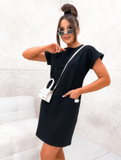 Černé dámské letní šaty s kapsami (8272)