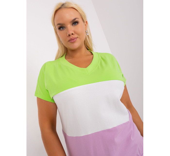 Světle zelená a světle fialová halenka plus size