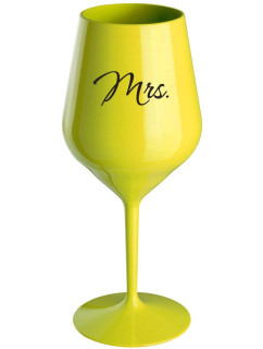 MRS. - žlutá nerozbitná sklenice na víno 470 ml