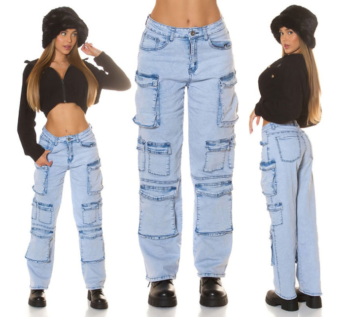 Sexy Musthave Highwaist Cargo Jeans light denim