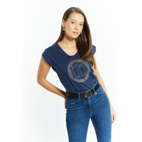 Monnari Trička Dámské tričko s logem značky Navy Blue