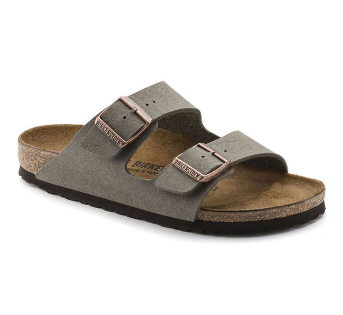 Dámské/ pánské žabky Birkenstock Arizona Birko-Flor Nubuck Stone regular wide grey (0151211)