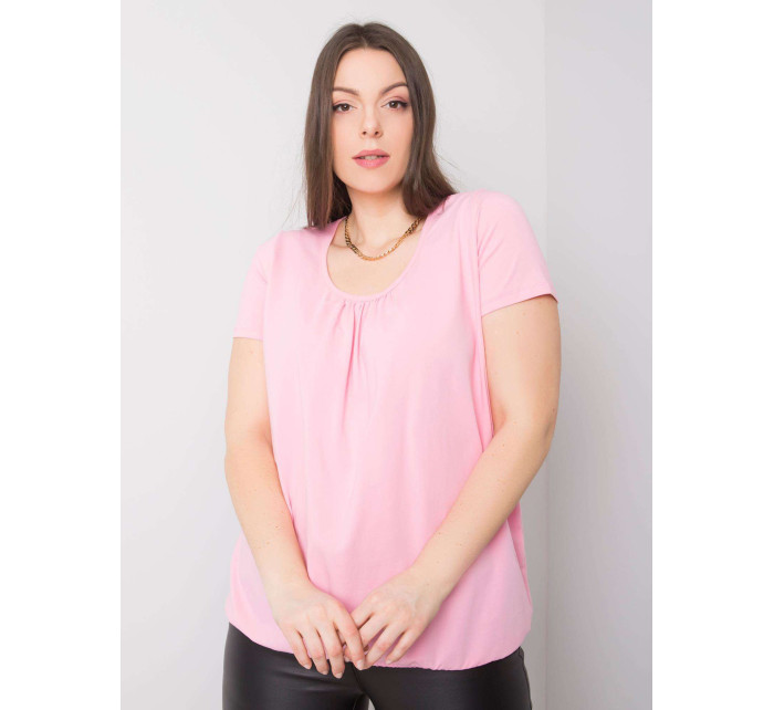 Světle růžová bavlněná halenka Celeste plus size