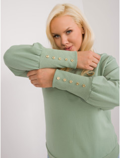 Mikina Pistachio plus size s knoflíky na rukávech