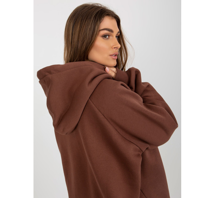 Tmavě hnědá basic oversized mikina s kapucí