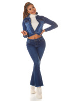 Sexy tmavý denim použitý vzhled flarred Jeans