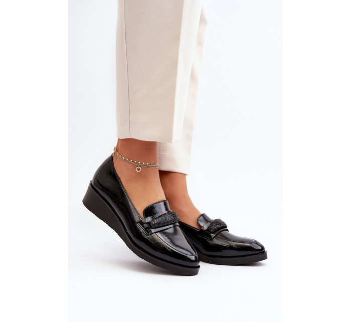 Dámské lakované boty Loafers Black Polike