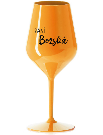 PANÍ BOŽSKÁ - oranžová nerozbitná sklenice na víno 470 ml