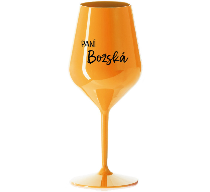 PANÍ BOŽSKÁ - oranžová nerozbitná sklenice na víno 470 ml