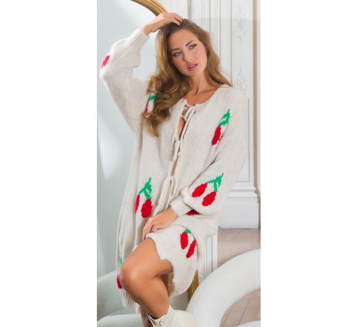 Sexy long knitted Cardigan model 20559180 to tie - Style fashion