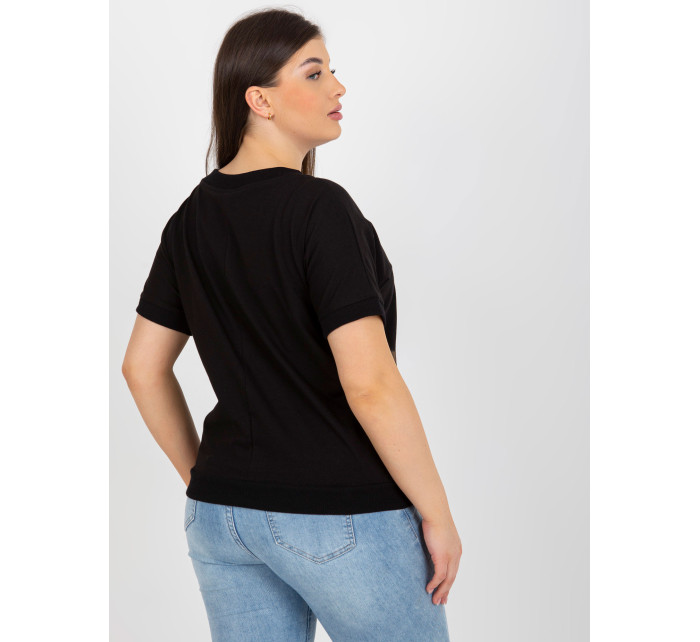 Dámská černá halenka plus size s potiskem