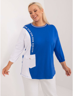 Tmavě modrá halenka plus size s 3/4 rukávy