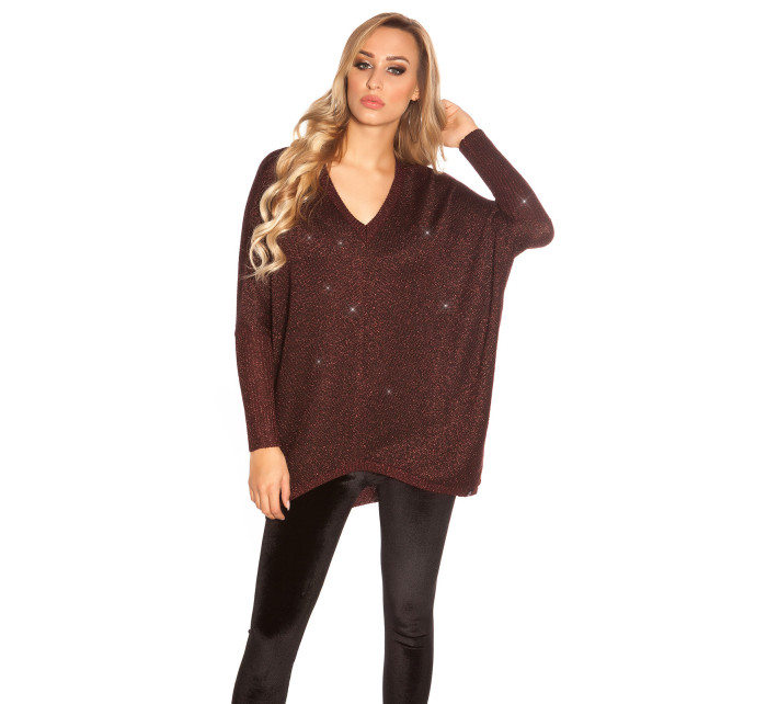 Trendy svetr KouCla V-Cut Oversize Glitter