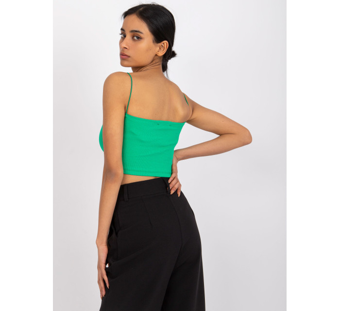 Tmavě zelený pruhovaný crop top Aria RUE PARIS