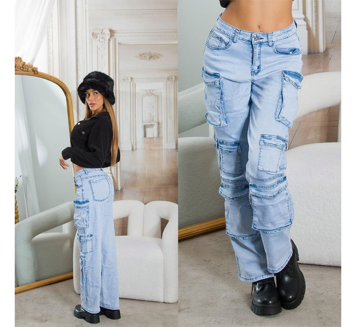 Sexy Musthave Highwaist Cargo Jeans light denim