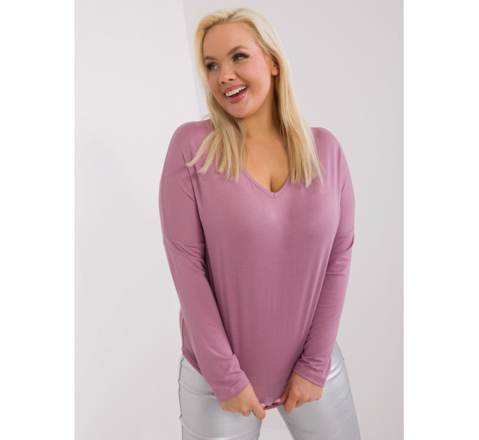 Zaprášená růžová obyčejná halenka plus size velikosti Elisa