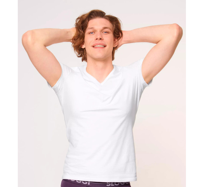 Pánské tílko GO Shirt V-Neck Slim Fit - WHITE - bílé 0003 - SLOGGI