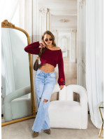 Sexy KouCla Crop knit sweater with patches