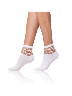 Dámské ponožky s ozdobným lemem model 15435659 COTTON SOCKS  bílá - Bellinda