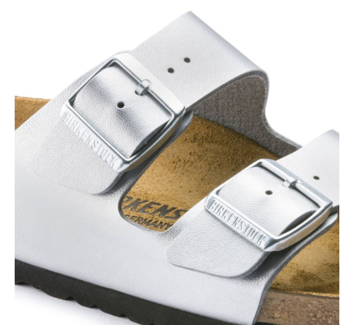 Dámské stříbrné žabky Birkenstock Arizona Birko-Flor Silver regular wide (1012282)