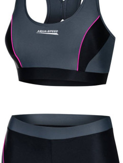 AQUA SPEED Plavky Fiona Black/Grey/Pink Pattern 139