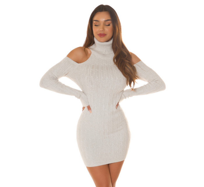 Sexy Turtleneck Knit Dress with Cut model 19635537 - Style fashion