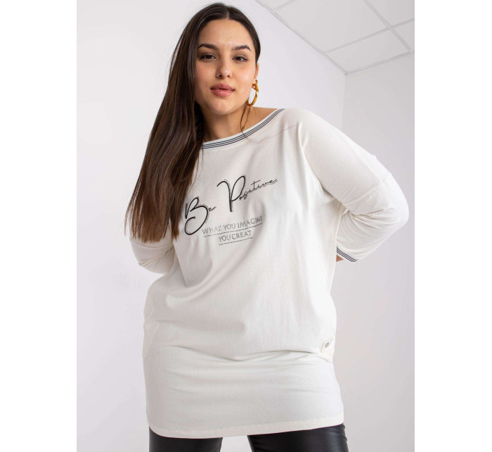 Ecru žerzejová tunika plus size s aplikací Blanche