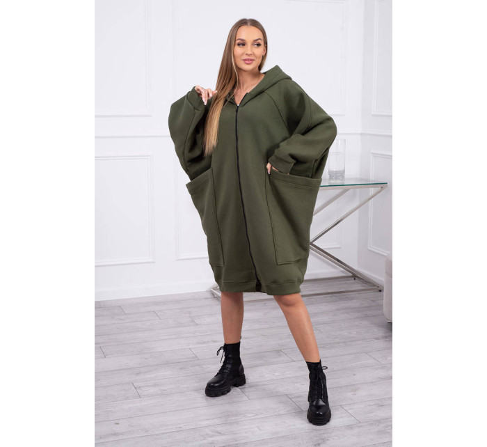 Zateplená oversize mikina v khaki barvě