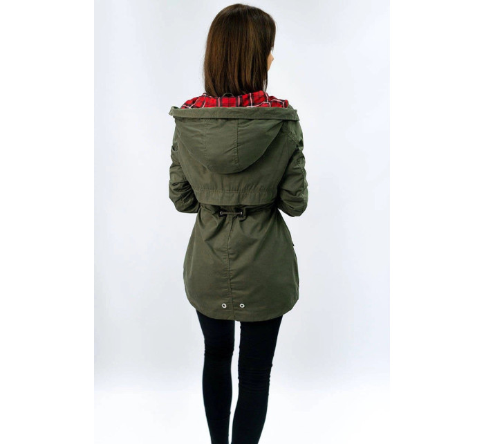 Krátká bunda parka v army barvě s kapucí model 8263055 - LHD