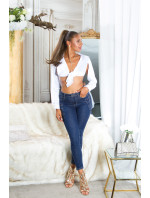 Sexy Dark Denim Push-Up Jeans with glitter details