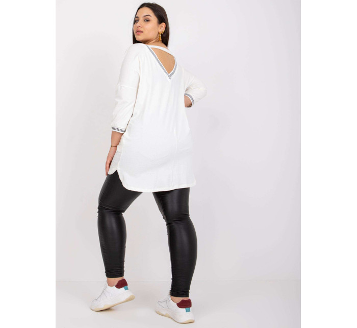 Ecru žerzejová tunika plus size s aplikací Blanche