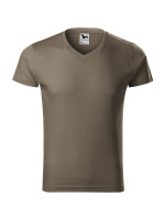 Slim Fit V-neck tričko pánské army