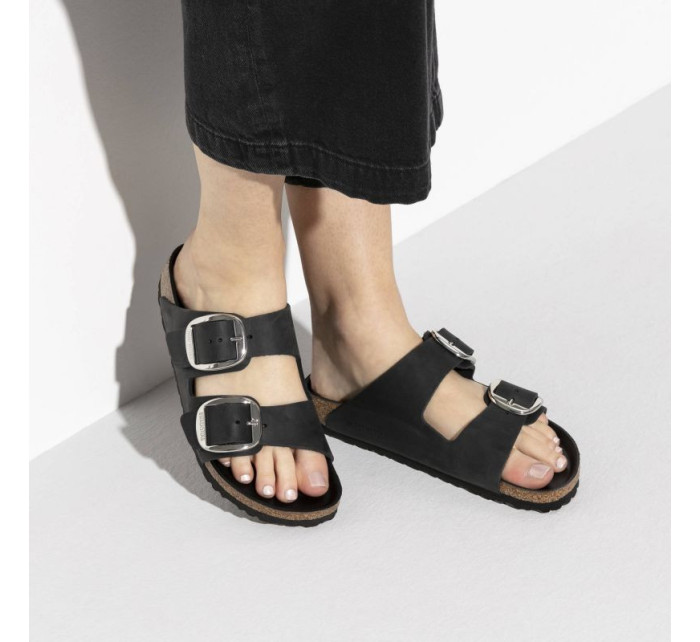 Dámské žabky Birkenstock Arizona Big Buckle Oiled Leather Black narrow (1011075) dámské