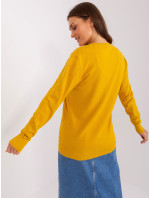 Tmavě žlutý klasický svetr s dlouhými rukávy