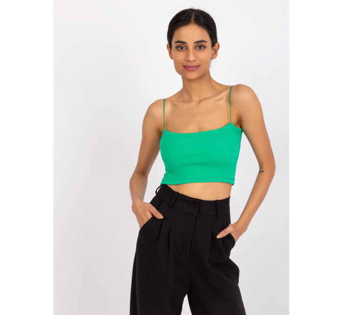 Tmavě zelený pruhovaný crop top Aria RUE PARIS