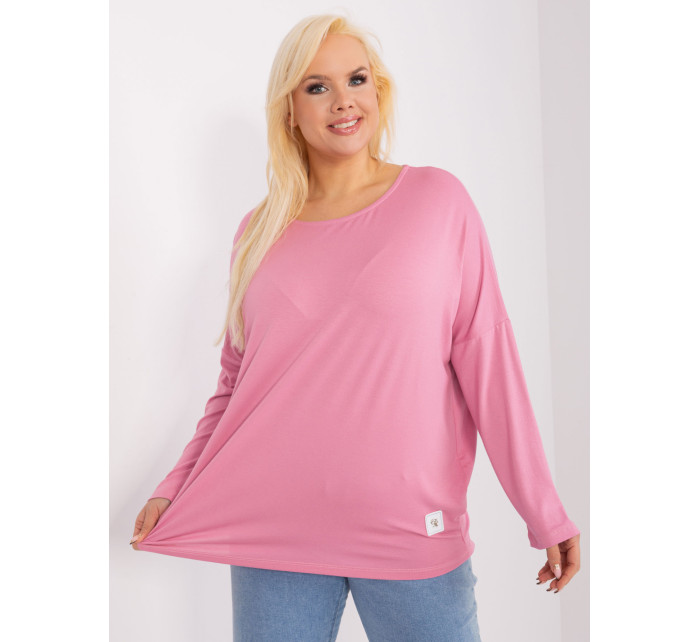 Růžová halenka plus size s nášivkou Paloma