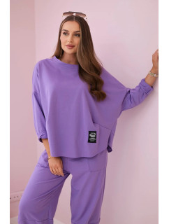 Bavlněná mikina kalhoty set fialka