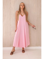 Mušelínové šaty na ramínka světle růžová