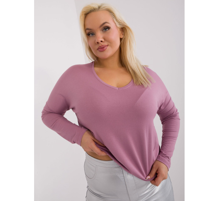 Zaprášená růžová obyčejná halenka plus size velikosti Elisa