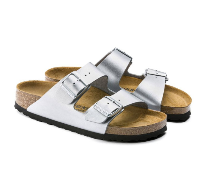 Dámské stříbrné žabky Birkenstock Arizona Birko-Flor Silver regular wide (1012282)