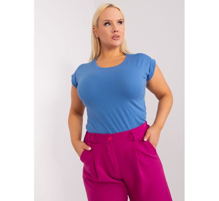 Tmavě modré dámské triko plus size BASIC FEEL GOOD